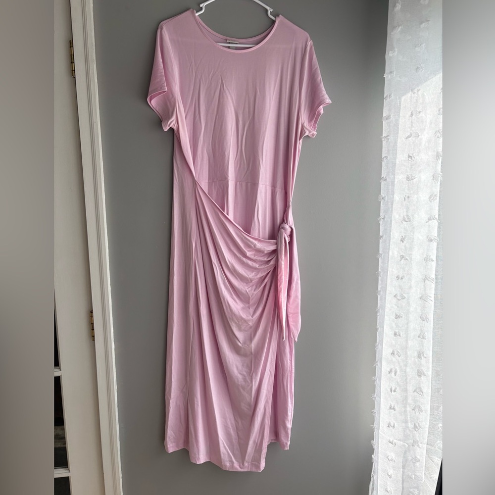 Light Pink Draped Midi Dress